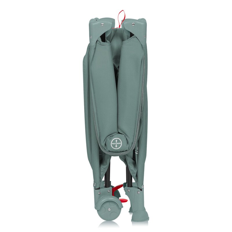 Patut pliant, Lionelo, Laura, 102 x 74 cm, Cu doua nivele, Functie de tarc, Cu roti, Include salteluta si geanta de transport, Pereti din plasa, Deschidere laterala, Pana la 15 kg, 0 luni +, Verde