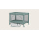 Patut pliant, Lionelo, Laura, 102 x 74 cm, Cu doua nivele, Functie de tarc, Cu roti, Include salteluta si geanta de transport, Pereti din plasa, Deschidere laterala, Pana la 15 kg, 0 luni +, Verde