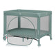 Patut pliant, Lionelo, Laura, 102 x 74 cm, Cu doua nivele, Functie de tarc, Cu roti, Include salteluta si geanta de transport, Pereti din plasa, Deschidere laterala, Pana la 15 kg, 0 luni +, Verde