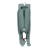 Patut pliant, Lionelo, Laura, 102 x 74 cm, Cu doua nivele, Functie de tarc, Cu roti, Include salteluta si geanta de transport, Pereti din plasa, Deschidere laterala, Pana la 15 kg, 0 luni +, Verde