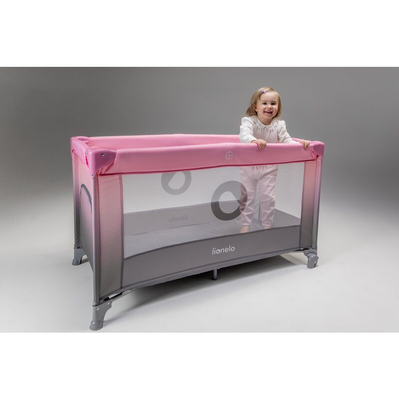 Patut pliant, Lionelo, Stefi, Cu un nivel, Cu intrare laterala cu fermoar, 2 roti, 120x60 cm, Conform cu standardul european de securitate EN 716, Albastru