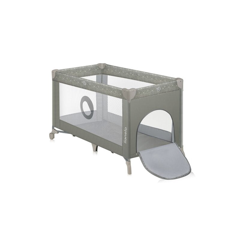 Patut pliant, Lionelo, Stefi, Cu un nivel, Cu intrare laterala cu fermoar, 2 roti, 120x60 cm, Conform cu standardul european de securitate EN 716, Bej - gogobaby.ro