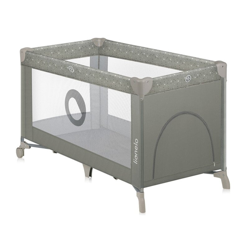 Patut pliant, Lionelo, Stefi, Cu un nivel, Cu intrare laterala cu fermoar, 2 roti, 120x60 cm, Conform cu standardul european de securitate EN 716, Bej - gogobaby.ro