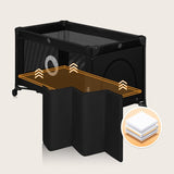 Patut pliant, Lionelo, Stefi, Cu un nivel, Cu intrare laterala cu fermoar, 2 roti, 120x60 cm, Conform cu standardul european de securitate EN 716, Negru