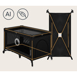 Patut pliant, Lionelo, Stefi, Cu un nivel, Cu intrare laterala cu fermoar, 2 roti, 120x60 cm, Conform cu standardul european de securitate EN 716, Negru
