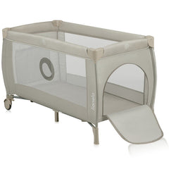Patut pliant, Lionelo, Stefi Plus, Cu doua nivele, Cu intrare laterala cu fermoar, 2 roti, 120 x 60 cm, Conform cu standardul european de securitate EN 716, Bej