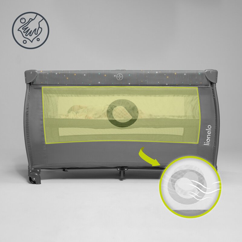 Patut pliant, Lionelo, Stefi Plus, Cu doua nivele, Cu intrare laterala cu fermoar, 2 roti, 120 x 60 cm, Conform cu standardul european de securitate EN 716, Roz - gogobaby.ro