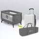 Patut pliant, Lionelo, Stefi Plus, Cu doua nivele, Cu intrare laterala cu fermoar, 2 roti, 120 x 60 cm, Conform cu standardul european de securitate EN 716, Verde Olive