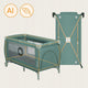 Patut pliant, Lionelo, Stefi Plus, Cu doua nivele, Cu intrare laterala cu fermoar, 2 roti, 120 x 60 cm, Conform cu standardul european de securitate EN 716, Verde Olive