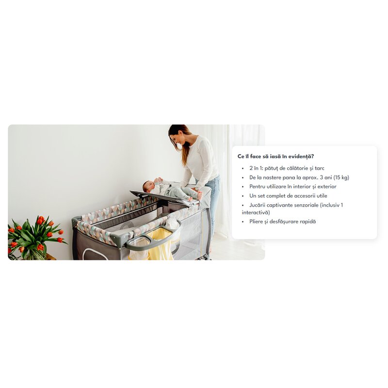 Patut pliant, Lionelo, Sven Plus, 120x60 cm, Cu doua nivele, Cu arcada jucarii, masuta de infasat, vibratii, melodii, conform cu standardele europeane de securitate EN716 si EN12221, Bej Latte