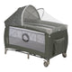 Patut pliant, Lionelo, Sven Plus, 120x60 cm, Cu doua nivele, Cu arcada jucarii, masuta de infasat, vibratii, melodii, conform cu standardele europeane de securitate EN716 si EN12221, Bej Olive