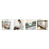 Patut pliant, Lionelo, Sven Plus, 120x60 cm, Cu doua nivele, Cu arcada jucarii, masuta de infasat, vibratii, melodii, conform cu standardele europeane de securitate EN716 si EN12221, Bej Olive