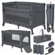 Patut pliant multifunctional, Lionelo, Ellen, Cu laterala culisanta, Nivel suplimentar, Intrare laterala cu fermoar, 2 roti, Saltea pliabila si geanta de transport incluse, 0- 36 luni, Pana la 15 kg, 120x60 cm, Conform cu EN 716, Gri