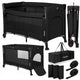 Patut pliant multifunctional, Lionelo, Ellen, Cu laterala culisanta, Nivel suplimentar, Intrare laterala cu fermoar, 2 roti, Saltea pliabila si geanta de transport incluse, 0- 36 luni, Pana la 15 kg, 120x60 cm, Conform cu EN 716, Negru