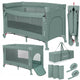 Patut pliant multifunctional, Lionelo, Ellen, Cu laterala culisanta, Nivel suplimentar, Intrare laterala cu fermoar, 2 roti, Saltea pliabila si geanta de transport incluse, 0- 36 luni, Pana la 15 kg, 120x60 cm, Conform cu EN 716, Verde