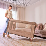 Patut pliant multifunctional, Lionelo, Ellen, Cu laterala culisanta, Nivel suplimentar, Intrare laterala cu fermoar, 2 roti, Saltea pliabila si geanta de transport incluse, 0- 36 luni, Pana la 15 kg, 120x60 cm, Conform cu EN 716, Negru