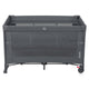 Patut pliant multifunctional, Lionelo, Ellen, Cu laterala culisanta, Nivel suplimentar, Intrare laterala cu fermoar, 2 roti, Saltea pliabila si geanta de transport incluse, 0- 36 luni, Pana la 15 kg, 120x60 cm, Conform cu EN 716, Gri