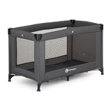 Patut pliant, Petite&Mars, Koot, 120 x 60 cm, Cu roti, Functie de tarc, Pliere compacta, Include geanta de transport, Intrare laterala cu fermoar, Pereti din plasa, Pana la 15 kg, 0-30 luni, Gri Charcoal