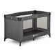 Patut pliant, Petite&Mars, Koot, 120 x 60 cm, Cu roti, Functie de tarc, Pliere compacta, Include geanta de transport, Intrare laterala cu fermoar, Pereti din plasa, Pana la 15 kg, 0-30 luni, Gri Charcoal