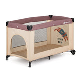 Patut pliant, Petite&Mars, Koot, 120 x 60 cm, Cu roti, Functie de tarc, Pliere compacta, Include geanta de transport, Intrare laterala cu fermoar, Pereti din plasa, Pana la 15 kg, 0-30 luni, Maro