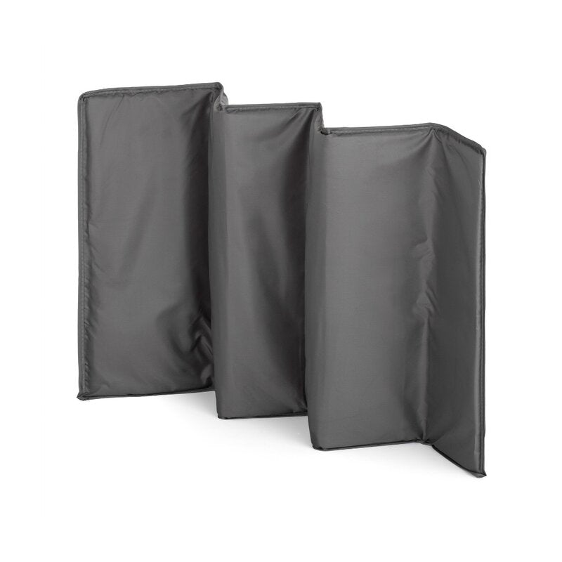 Patut pliant, Petite&Mars, Nyja, 120 x 60 cm, Cu roti, Functie de tarc, Pliere compacta, Include geanta de transport, Intrare laterala cu fermoar, Pereti din plasa, Pana la 15 kg, 0-30 luni, Gri