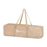 Patut pliant, Petite&Mars, Nyja, 120 x 60 cm, Cu roti, Functie de tarc, Pliere compacta, Include geanta de transport, Intrare laterala cu fermoar, Pereti din plasa, Pana la 15 kg, 0-30 luni, Maro