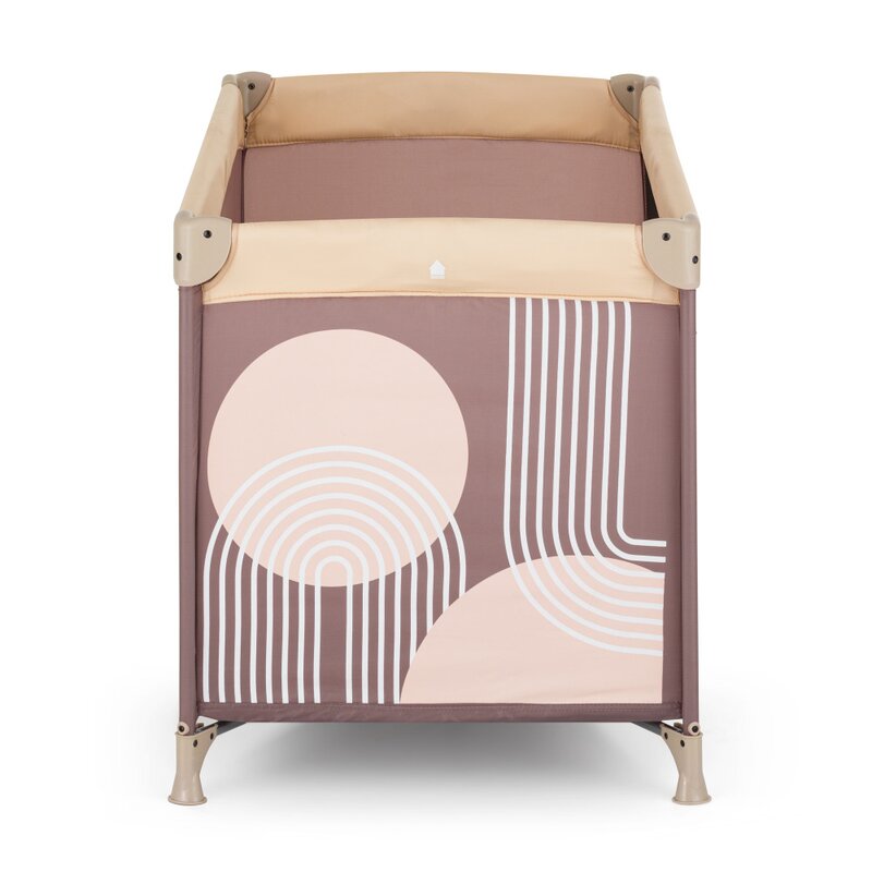 Patut pliant, Petite&Mars, Nyja, 120 x 60 cm, Cu roti, Functie de tarc, Pliere compacta, Include geanta de transport, Intrare laterala cu fermoar, Pereti din plasa, Pana la 15 kg, 0-30 luni, Mocha