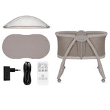 Patut si balansoar portabil Lionelo, Gaya 2 in 1, cu functie de leganat si muzica, 3 viteze de leganat reglabile, saltea T25, controlat prin telecomanda sau panou, pana la 9 kg, 0 luni+, 93 x 68 x 81 cm, bej latte