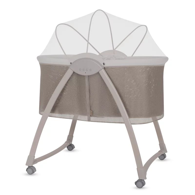 Patut si balansoar portabil Lionelo, Gaya 2 in 1, cu functie de leganat si muzica, 3 viteze de leganat reglabile, saltea T25, controlat prin telecomanda sau panou, pana la 9 kg, 0 luni+, 93 x 68 x 81 cm, bej latte