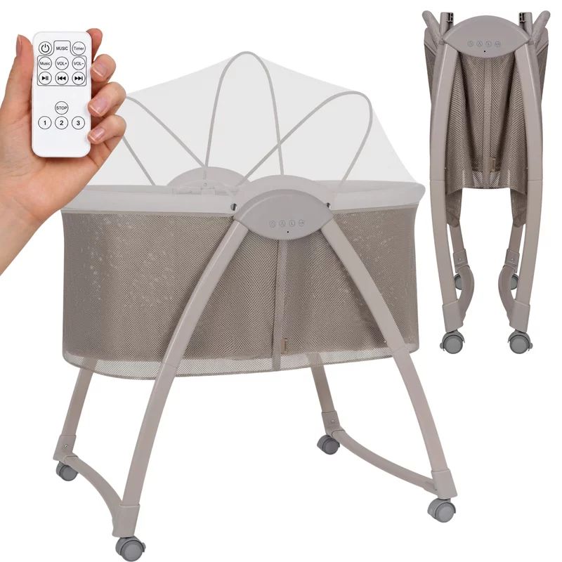 Patut si balansoar portabil Lionelo, Gaya 2 in 1, cu functie de leganat si muzica, 3 viteze de leganat reglabile, saltea T25, controlat prin telecomanda sau panou, pana la 9 kg, 0 luni+, 93 x 68 x 81 cm, bej latte