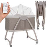 Patut si balansoar portabil Lionelo, Gaya 2 in 1, cu functie de leganat si muzica, 3 viteze de leganat reglabile, saltea T25, controlat prin telecomanda sau panou, pana la 9 kg, 0 luni+, 93 x 68 x 81 cm, bej latte
