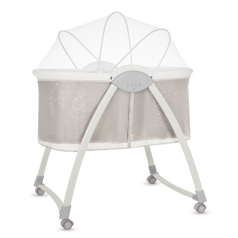 Patut si balansoar portabil Lionelo, Gaya 2 in 1, cu functie de leganat si muzica, 3 viteze de leganat reglabile, saltea T25, controlat prin telecomanda sau panou, pana la 9 kg, 0 luni+, 93 x 68 x 81 cm, bej sand