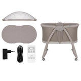Patut si balansoar portabil Lionelo, Gaya 2 in 1, cu functie de leganat si muzica, 3 viteze de leganat reglabile, saltea T25, controlat prin telecomanda sau panou, pana la 9 kg, 0 luni+, 93 x 68 x 81 cm, bej latte