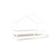 Patut tip casuta din lemn junior, 160x80 cm, Din lemn certificat FSC, Transformabil in casuta de joaca, Cu bariera de protectie, In stil scandinav, Alb, YappyKids, YappyHytte Bed