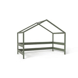 Patut tip casuta din lemn junior, 160x80 cm, Din lemn certificat FSC, Transformabil in casuta de joaca, Cu bariera de protectie, In stil scandinav, Verde, YappyKids, YappyHytte Bed