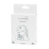 Perie de baie, New Baby, Din silicon, Cu peri moi, Maner ergonomic, Pentru pielea sensibila, 8x11 cm, 0 luni+, Dinosaur/Blue