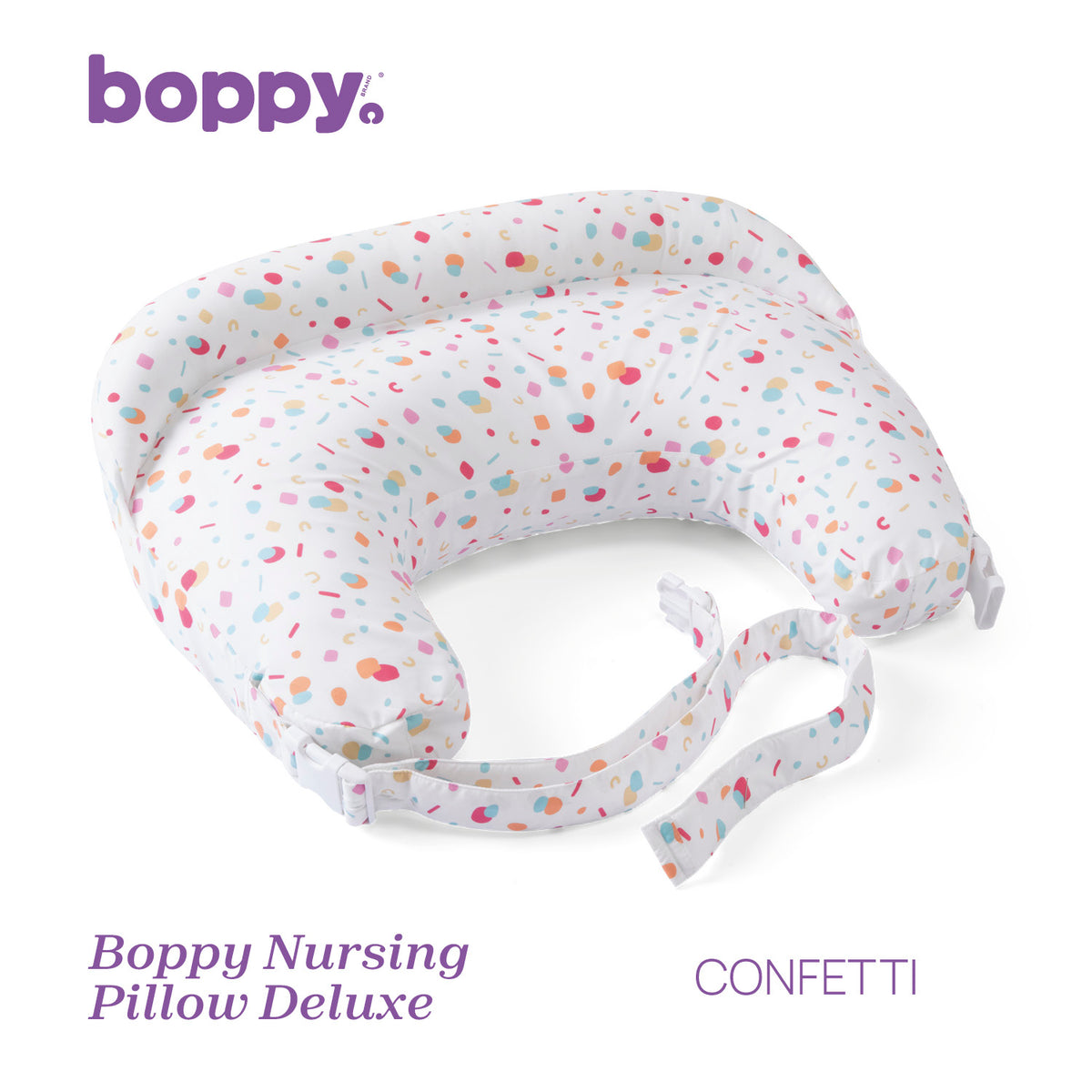 Perna alaptare Chicco Boppy Deluxe, Confetti, 0luni+ - gogobaby.ro