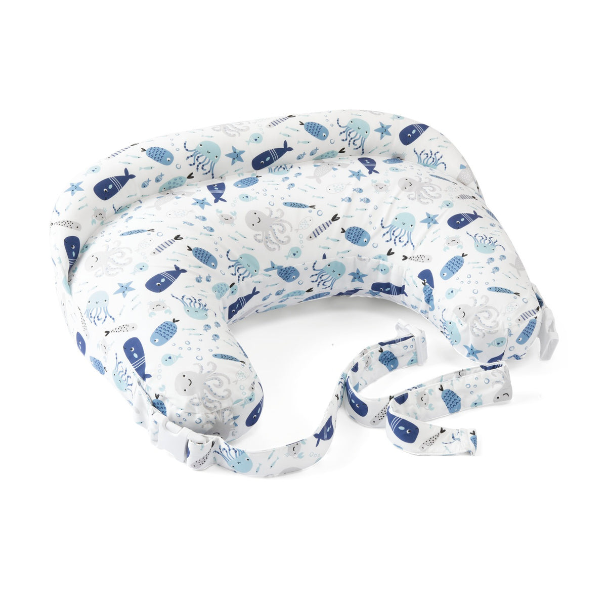 Perna alaptare Chicco Boppy Deluxe, Deluxe Fish Fun, 0luni+ - gogobaby.ro