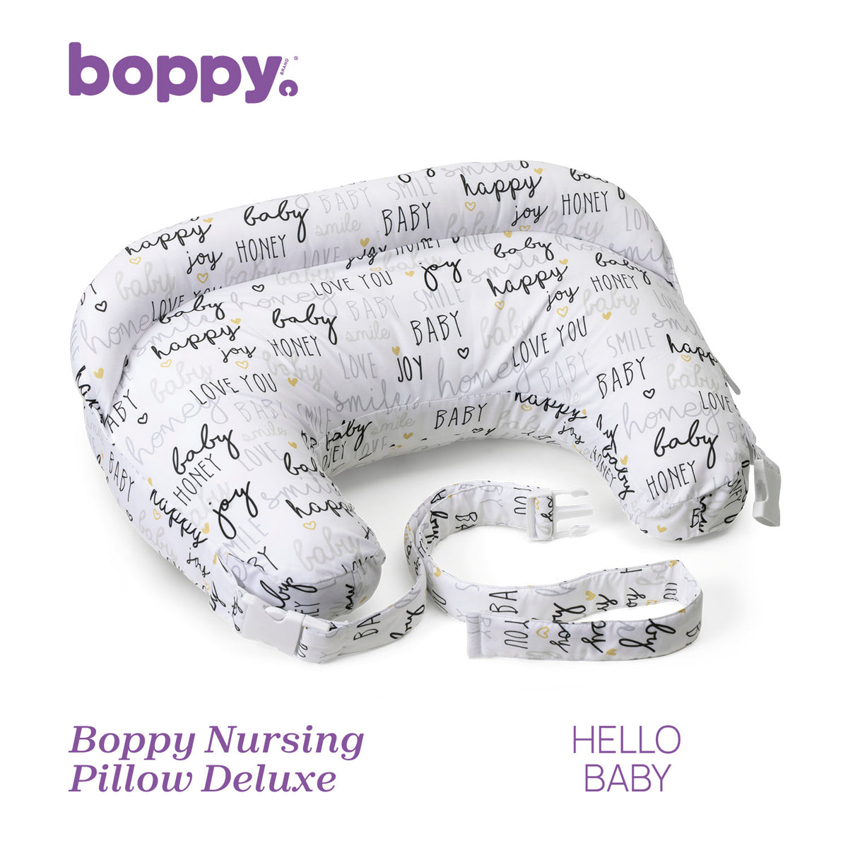 Perna alaptare Chicco Boppy Deluxe, Hello Baby, 0luni+ - gogobaby.ro