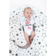Perna alaptare, New Baby, Cu husa detasabila, In forma de C, Bumbac, Diametru 16 cm, Lungime in jurul circumferintei 285 cm, 100% antialergic, Stars Grey