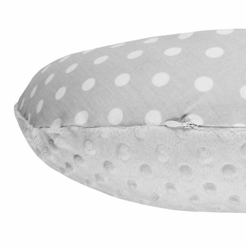 Perna alaptare, New Baby, Diametru 16 cm, Lungime in jurul circumferintei 125 cm, Bumbac+tesatura Minky, 100% antialergic, Husa detasabila, 0 luni+, Grey