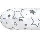 Perna alaptare, New Baby, Stelute, Cu husa detasabila, Din bumbac, 125x16 cm, Gri