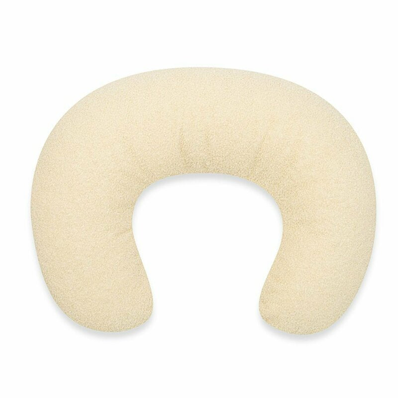 Perna alaptare, New Baby, Teddy, Bumbac+tesatura teddy, 100% antialergic, Husa detasabila, 60x45x18 cm, 0 luni+, Cream - gogobaby.ro