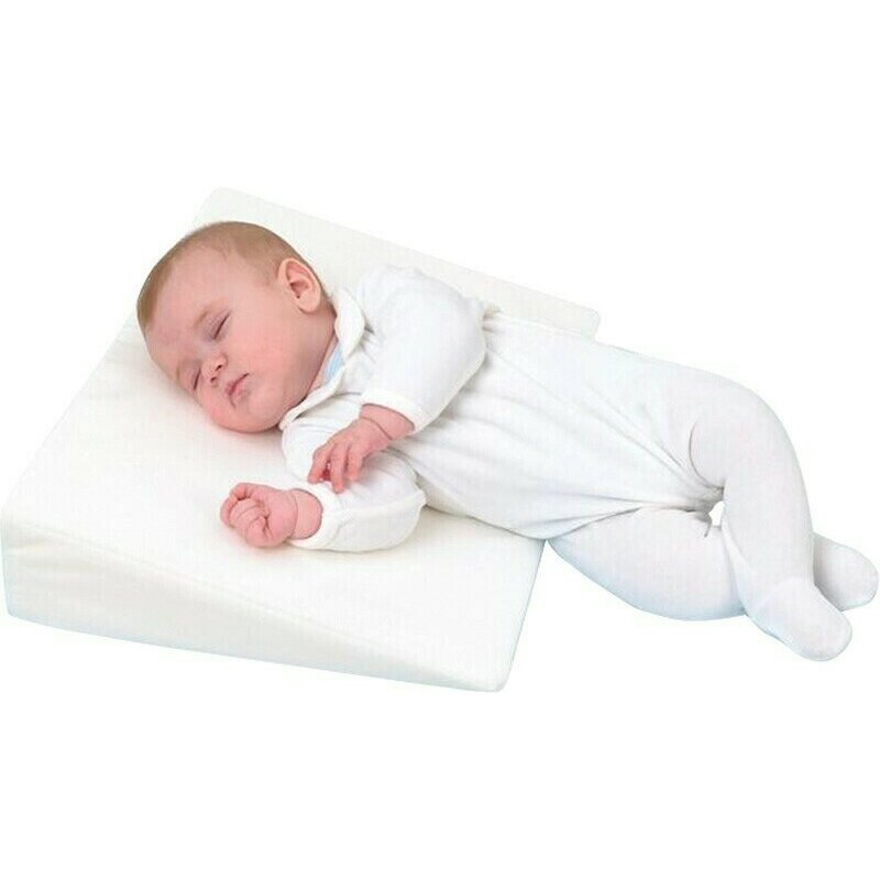 Perna inclinata, Bubaba, Antireflux, Cu husa din bumbac, 60 x 37 x 1,5-10 cm, Alba - gogobaby.ro