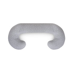 Perna multifunctionala, Ceba Baby, Pentru dureri de spate, somn confortabil si alaptat, Cu bile de silicon si microperle, Husa detasabila din bumbac, 300x30 cm, Oeko-Tex Standard 100, Grey Stars