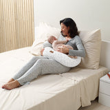 Perna pentru alaptare, Jane, Ergonomica, Cu husa detasabila, lavabila si pernuta suplimentara, Umpluta cu bilute din poliester, Mist