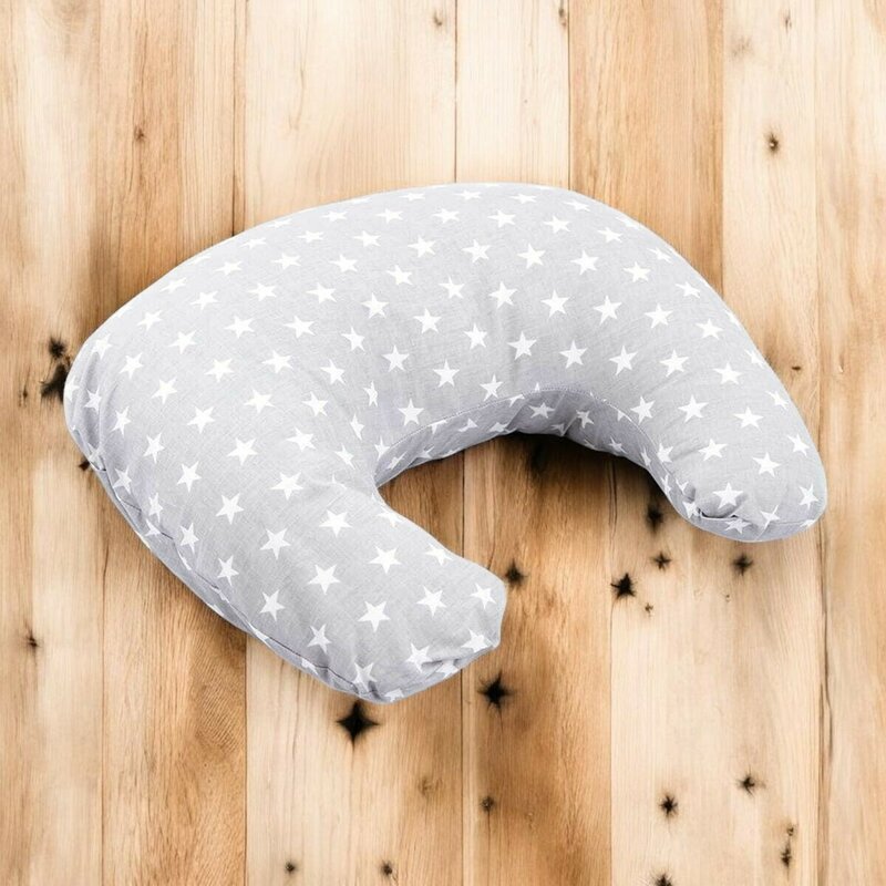 Perna pentru alaptat, Bocioland, Gray Stars, Cu husa detasabila, Din bumbac, 50x18 cm,