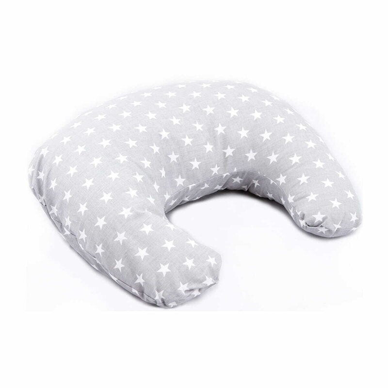 Perna pentru alaptat, Bocioland, Gray Stars, Cu husa detasabila, Din bumbac, 50x18 cm,