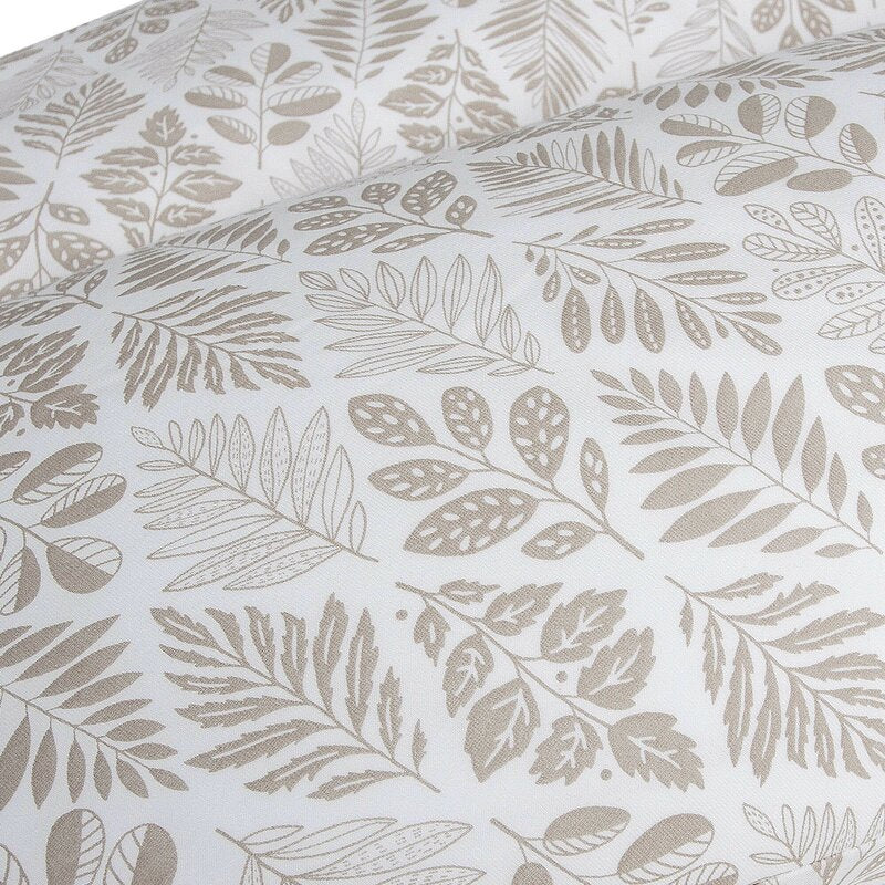 Perna pentru alaptat, Ceba Baby, Husa detasabila din bumbac, Cu puf siliconizat, 150x60x37 cm, Oeko-Tex Standard 100, Basic Brown Leaves