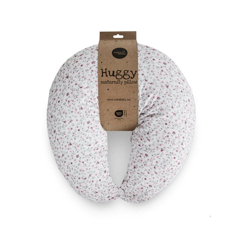 Perna pentru alaptat, Ceba Baby, Husa detasabila din bumbac, Cu puf siliconizat, 150x60x37 cm, Oeko-Tex Standard 100, Basic Forget-me-not